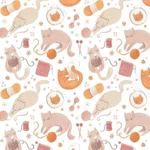 Smitten Kitten Fabric: Smitten Kittens White (per 1/4 metre) | 