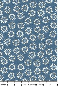 Hajime fabric: Cream Flower on Blue | 