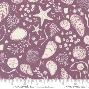 Seaglass Summer fabric: Tide Pool Novelty Shells, Beach Plum | 