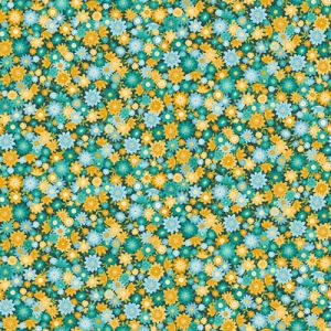 Whiskers Fabric Makower Pretty Posy Teal | 