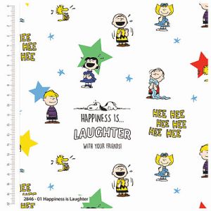 Happiness Is... fabric: Happiness is Laughter White (per 1/4 metre) | 