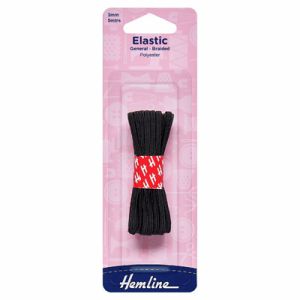 Hemline Elastic: 3mm x 5m: Black | 