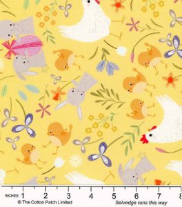 Sweet Spring Fabric: Allover Easter Animals,  Yellow | 