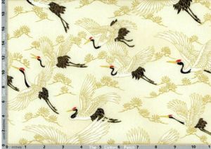 Imperial Collection Fabric: Cranes Natural (per 1/4 metre) | 