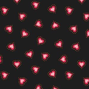 Little Matryoshka fabric: Folk Hearts Black Lewis and Irene | 