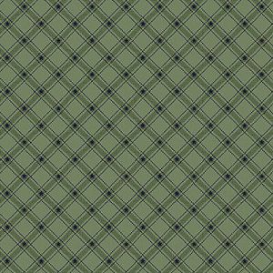 Kim Diehl Designs: Stars & Ticking Plaid Green (per 1/4 metre) | 