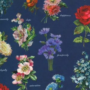 Flea Market Fresh Fabric: Botanicals Navy (per 1/4 metre) | 