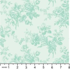 Classic Florals Fabric: Toile Light Aqua (per 1/4 metre) | 