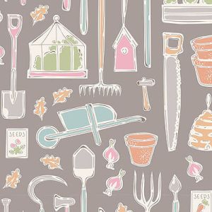 Tilda Tiny Farm Fabric: Farm Tools Grey (per 1/4 metre) | 