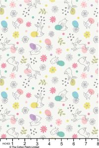 Spring Treats Fabric: Chicks and Bunnies White (per 1/4 metre) | 