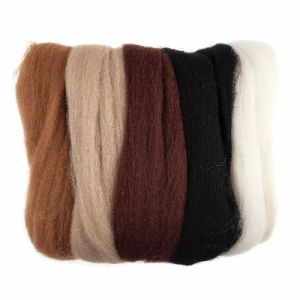 Natural Wool Roving 50g Assorted Browns | 