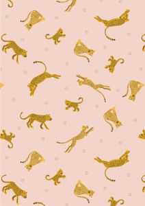 Small Things Wild Animals Fabric: Leopards and Cheetahs Pale Pink | 