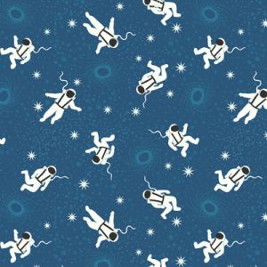 Space Glow Fabric Glow Astronauts on Blue (Glow in the Dark) Lewis and Irene | 