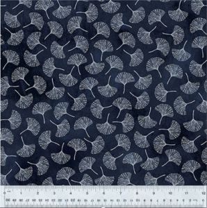 Botanical Blues Fabric: Ginko Leaves Ink (per 1/4 metre) | 