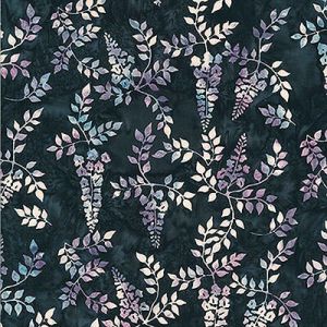 Bali Handpaints: Leaves Indigo (per 1/4 metre) | 