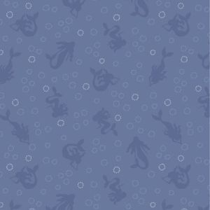 Moontide fabric: Mid Blue Mermaids with Silver Metallic Bubbles Lewis and Irene | 