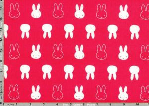 Miffy Bedtime Fabric: Miffy Silhouette Bright Pink (per 1/4 metre) | 