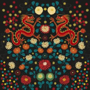 Year of the Dragon fabric: Year of the Dragon, 56" Quilt Panel | 