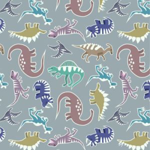 Dino Glow Fabric Dinosaurs on Slate (Glow in the Dark) Lewis and Irene | 