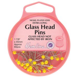 Hemline Glass Head Pins Yellow | 