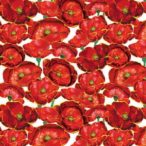 Poppy Days Fabric: Allover Poppies Crimson (per 1/4 metre) | 