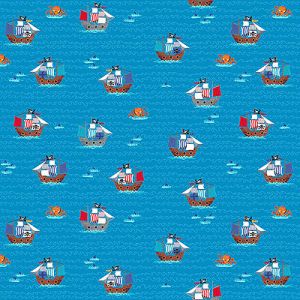 Pirates fabric: Galleons Blue (per 1/4 metre) | 