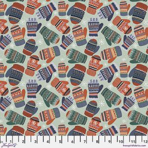 Christmas Squad fabric: Cozy Mittens Sage (per 1/4 metre) | 