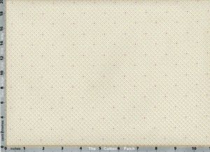 Vanillas Fabric: Red Dot Grid on Linen (per 1/4 metre) | 