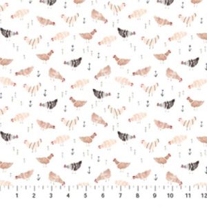 Wild West fabric: Chickens White (per 1/4 metre) | 