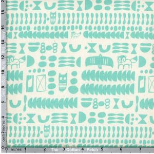 Cotton + Steel Fabric: Woodland Motifs Turquoise on Natural (per 1/4 metre) | 