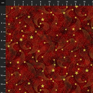 Christmas Wonders fabric: Gold Stars on red | 