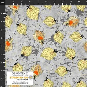 Colour Garden fabrics: Chinese Lanterns Seeds Grey | 