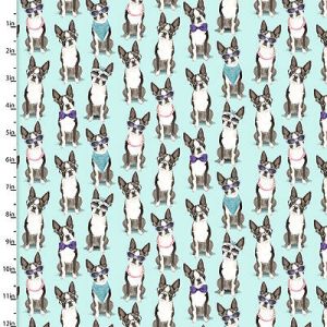 Cats & Dogs fabric: Cool Dogs Turquoise (per 1/4 metre) | 