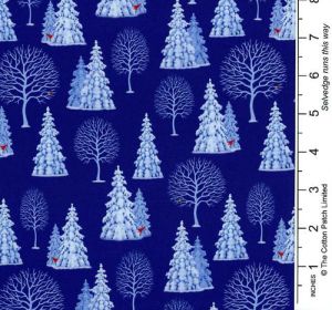 Tomten's Village Fabric: Tomten Trees on Dark Blue | 