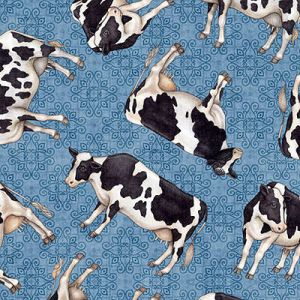 Greener Pastures Fabric: Cows Blue (per 1/4 metre) | 