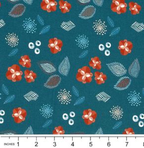 Broderi fabric: Flowers Petrol (per 1/4 metre) | 