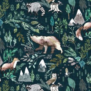 Forest Fable Fabric: Enchanted Wilderness Navy (per 1/4 metre) | 