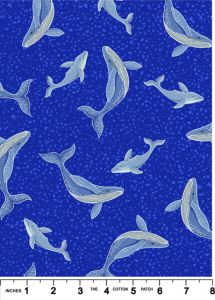 Ocean Glow Fabric Whales on Blue (Glow in the Dark) Lewis and Irene | 