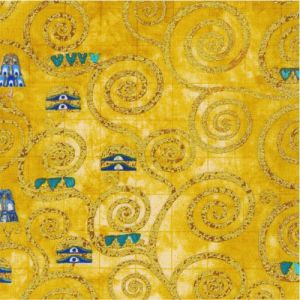 Gustav Klimt fabric: Gold Scrolls, Metallic | 