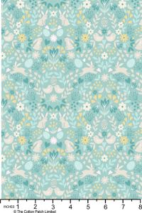 Spring Treats Fabric: Mirrored Bunny and Chicks Green (per 1/4 metre) | 