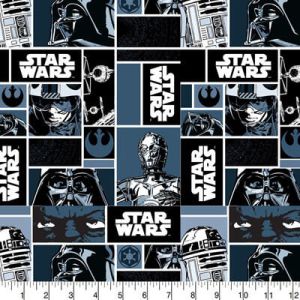 Star Wars Fabric: Classic Blocks Black (per 1/4 metre) | 