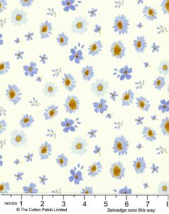 Ally Collection by Bluebellgray fabric: Zinnias Cornflower Lewis and Irene | 