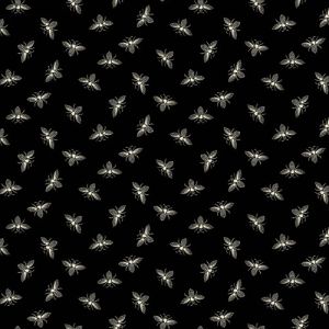 Petite Bees Fabric: Bees, Ebony | 