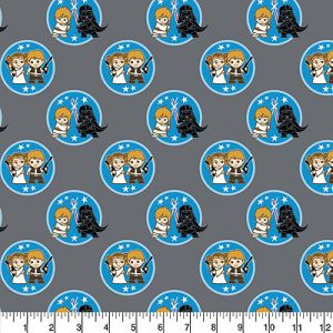 Star Wars Fabric: Kawaii Duo Tokens Grey (per 1/4 metre) | 