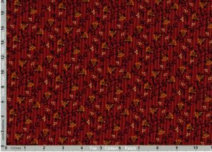 Berries and Blossoms Fabric: Heart Flower Dark Red (per 1/4 metre) | 