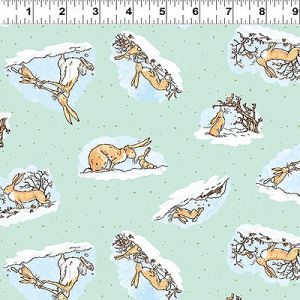 Guess How Much I Love You in the Winter Fabric: Nutbrown Hares Turquoise (per 1/4 metre) | 