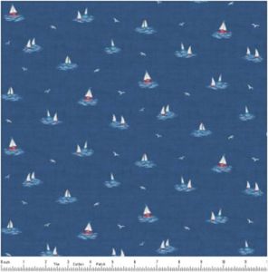 Nautical Fabric: Little Boats Dark Blue (per 1/4 metre) | 