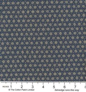 Japanese Garden Fabric: Sevenberry Asanoha, Blue/Ecru | 