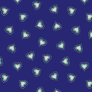 Little Matryoshka fabric: Folk Hearts Blue Lewis and Irene | 