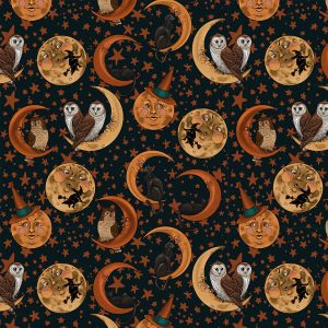 Halloween fabrics: Mystic Moonlight, Moons | 